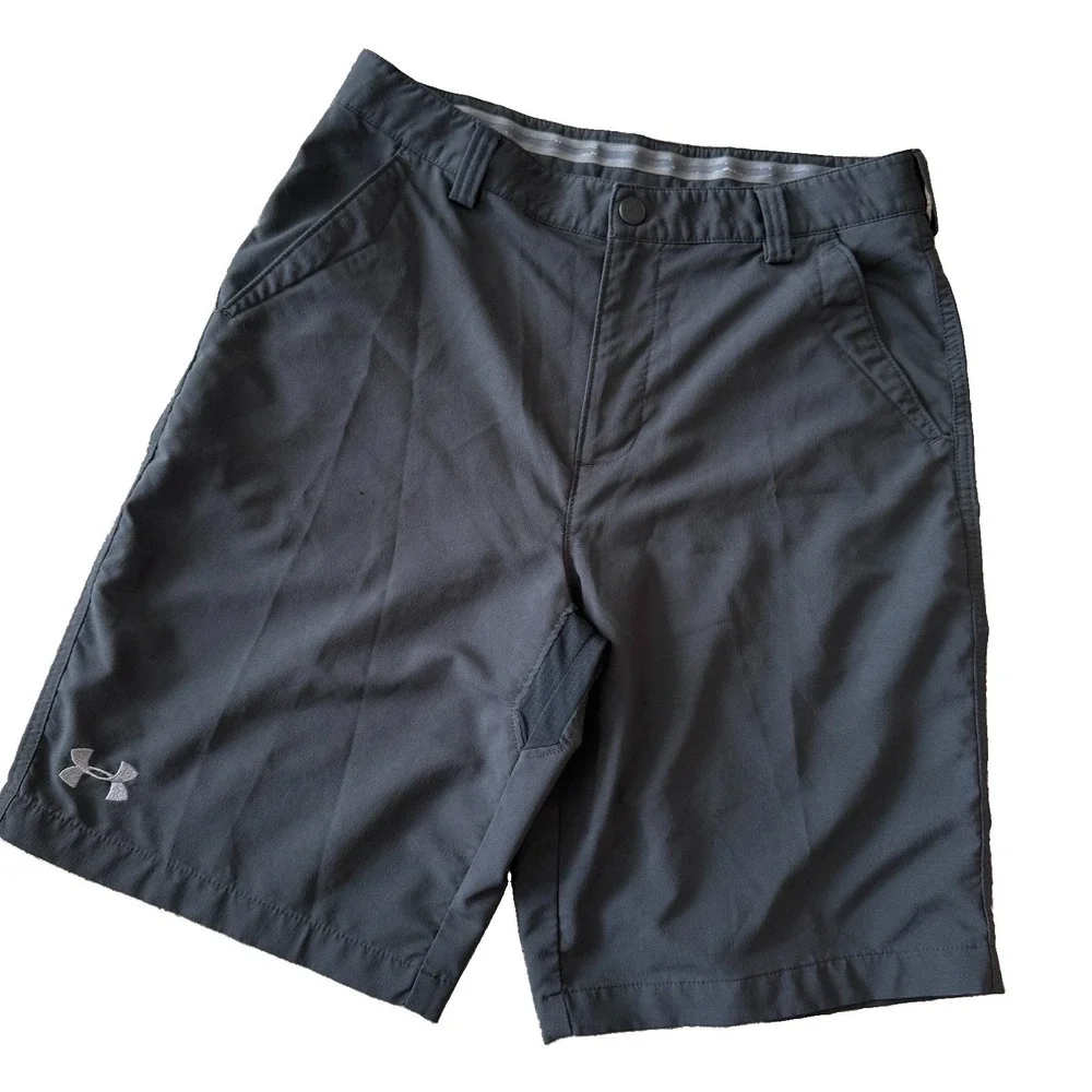Under Armour Mens Gray Performance Golf Shorts Size 30 Flat Front HeatGear
